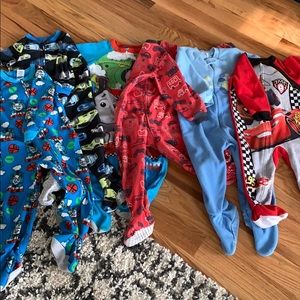 One piece pajamas Boys 2T and 3T LOT